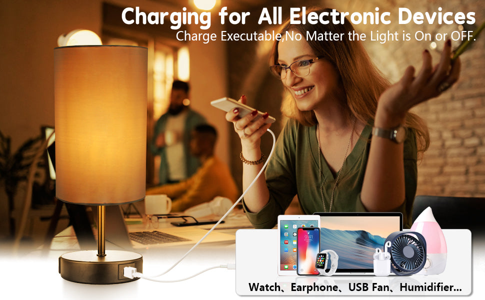 Enjoy a peaceful night's sleep with this skidproof and silent nightstand lamp #small light#retro table lamp#desk lamp with usb charging port