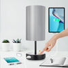 15.75" H 3-Way Dimmable Table Lamp Touch Control for Bedroom Living Room Dorm, Set of 2 Bedside Lamps with Dual USB Ports + AC Outlet, Modern Nightstand Lamp with Round Lampshade (800lm 7W LED Bulb Included)