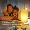 15.75" H 3-Way Dimmable Table Lamp Touch Control for Bedroom Living Room Dorm, Set of 2 Bedside Lamps with Dual USB Ports + AC Outlet, Modern Nightstand Lamp with Round Lampshade (800lm 7W LED Bulb Included)