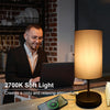 15.75" H 3-Way Dimmable Table Lamp Touch Control for Bedroom Living Room Dorm, Set of 2 Bedside Lamps with Dual USB Ports + AC Outlet, Modern Nightstand Lamp with Round Lampshade (800lm 7W LED Bulb Included)
