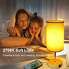 15.75" H 3-Way Dimmable Table Lamp Touch Control for Bedroom Living Room Dorm, Set of 2 Bedside Lamps with Dual USB Ports + AC Outlet, Modern Nightstand Lamp with Round Lampshade (800lm 7W LED Bulb Included)