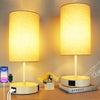 17.75" H Touch Control Bedside Table Lamps Set of 2, 3-Way Dimmable Nightstand Light for Bedroom, Large Desk Lamp with USB A+C Charging Ports & AC Outlet, 7W E26 LED Bulb Included