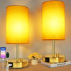 17.75" H Set of 2 Fully Dimmable Bedside Table Lamps with USB A+C Charging Ports & AC Outlet, Large Desk Lamp for Bedroom Living Room Office, Modern Nightstand Light with Round Lampshade (7W 800LM LED Bulb Included)