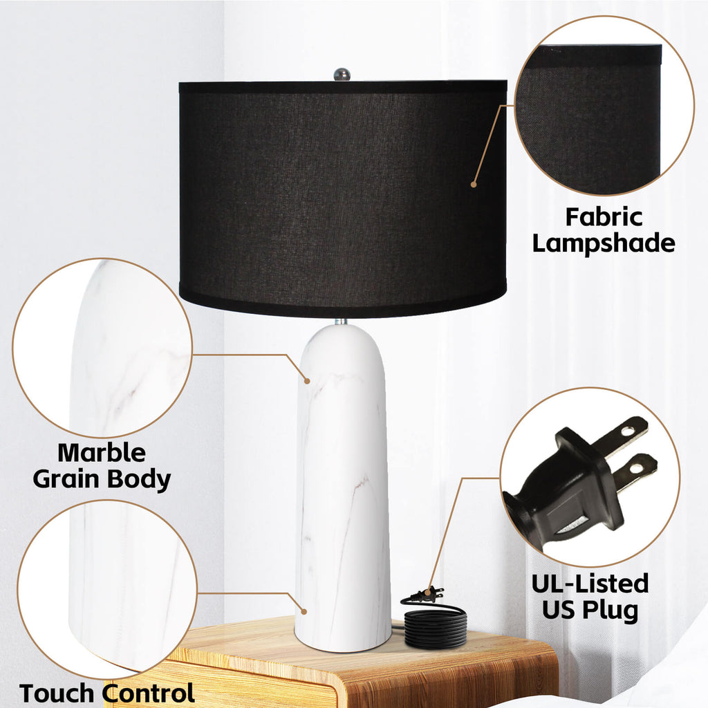 28" 3-Way Dimmable Touch Control Table Lamps Set of 2 for Living Room Bedroom Office,Bulbs Included
