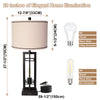 28" Touch Control Table Lamps 3-Way Dimmable with Dual USB Charging Ports,Set of 2,Decor for Living Room Bedroom Office,Bulbs Included