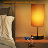 17.75" H Touch Control Bedside Table Lamps Set of 2, 3-Way Dimmable Nightstand Light for Bedroom, Large Desk Lamp with USB A+C Charging Ports & AC Outlet, 7W E26 LED Bulb Included