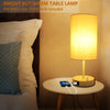 17.75" H Set of 2 Fully Dimmable Bedside Table Lamps with USB A+C Charging Ports & AC Outlet, Large Desk Lamp for Bedroom Living Room Office, Modern Nightstand Light with Round Lampshade (7W 800LM LED Bulb Included)