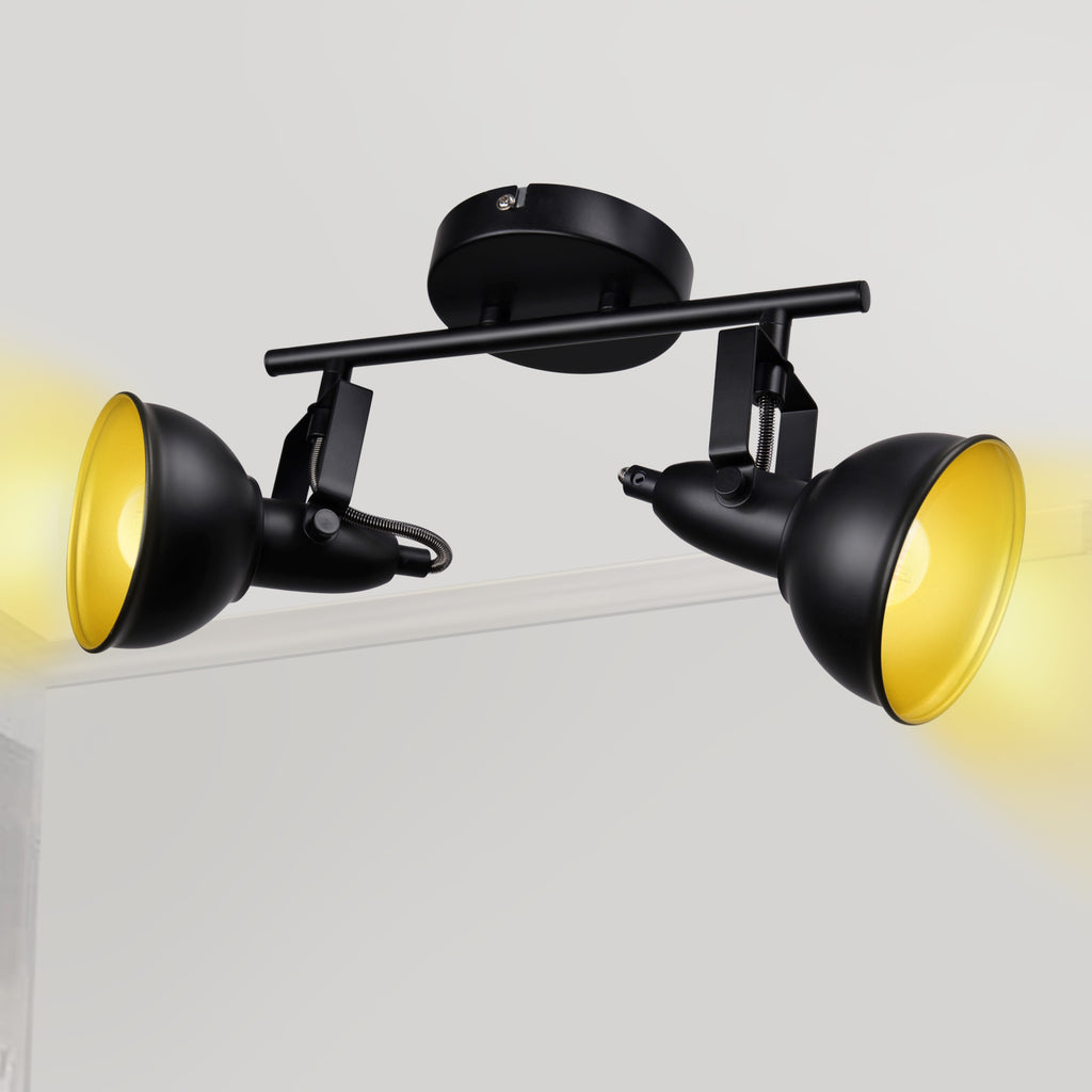 Industrial Black Flexible Ceiling Tracking Lights Kit - LED 2-Light - E12 Base (Bulbs Not Included)