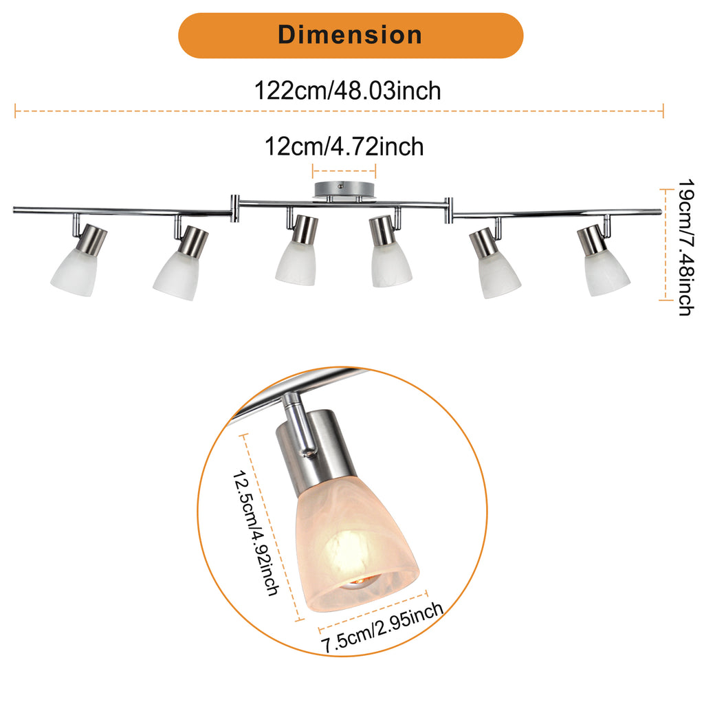LED Ceiling Light Fixture - Adjustable 6-Light Lighting Kit - Modern Spotlight for Living Room - E12 Base (Bulbs Not Included)