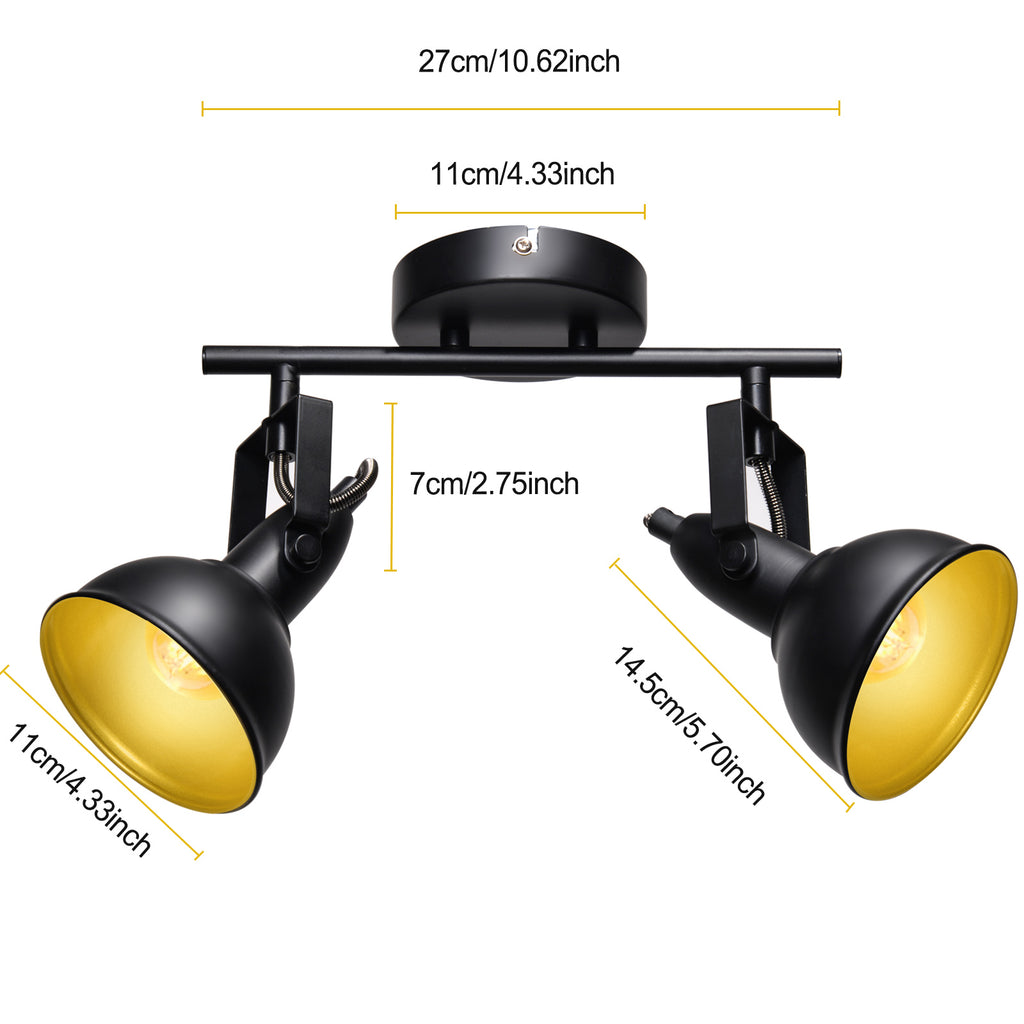 Industrial Black Flexible Ceiling Tracking Lights Kit - LED 2-Light - E12 Base (Bulbs Not Included)