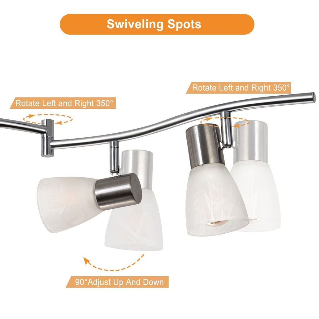 LED Ceiling Light Fixture - Adjustable 6-Light Lighting Kit - Modern Spotlight for Living Room - E12 Base (Bulbs Not Included)