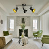 Retro LED Ceiling Spot Lights Fixtures - 3-Light - Multi-Directional Black Kitchen - E12 Base (Bulbs Not Included)