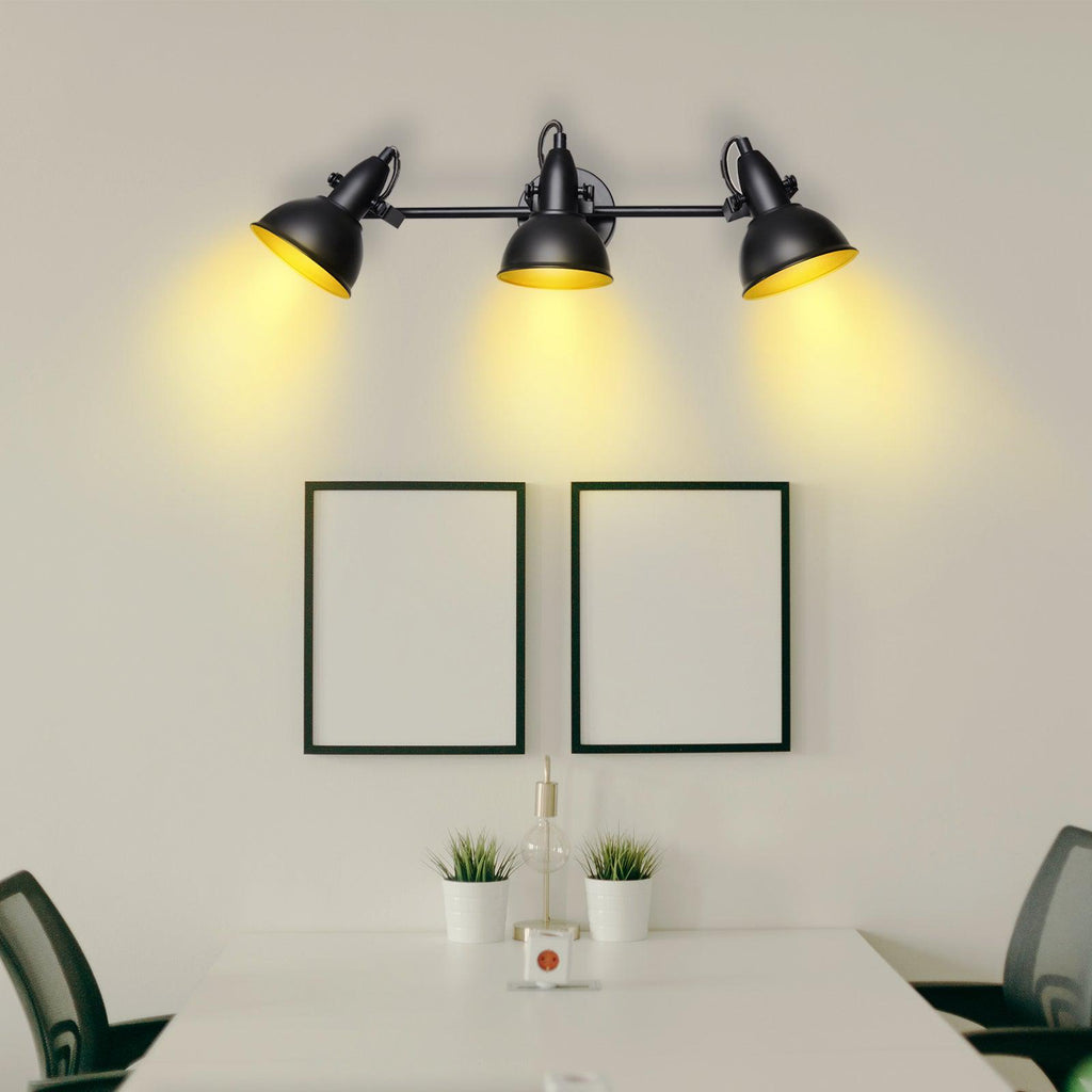 Retro LED Ceiling Spot Lights Fixtures - 3-Light - Multi-Directional Black Kitchen - E12 Base (Bulbs Not Included)