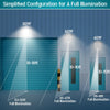 80W 10450LM - The outside wall lamp's suggested installation height is 10-18ft. Suggested human activities in a radius of 53-55ft and vehicle heading of 600ft for safety. 60W 8580LM- This outdoor lighting recommended to install at 10-16ft. Suggested human activities in a radius of 45-47ft and vehicle heading of 500ft for safety. 40W 6720LM- HiBay 40W wall pack light suggested installation height is 10-15ft. Suggested human activities in a radius of 39-41ft and vehicle heading of 400ft for safety.