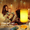 15.75' H Set of 2 Fully Dimmable Table Lamps for Bedroom Living Room Dorm, Bedside Lamp with Dual USB Ports + AC Outlet, Nightstand Lamp with Round Lampshade (800lm 8W LED Bulb Included)