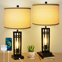 28" Touch Control Table Lamps 3-Way Dimmable with Dual USB Charging Ports,Set of 2,Decor for Living Room Bedroom Office,Bulbs Included