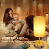 15.75' H Set of 2 Fully Dimmable Table Lamps for Bedroom Living Room Dorm, Bedside Lamp with Dual USB Ports + AC Outlet, Nightstand Lamp with Round Lampshade (800lm 8W LED Bulb Included)