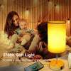 【M Size】Fully Dimmable Table Lamp for Bedroom Living Room Dorm, Bedside Lamps with Dual USB Ports + AC Outlet, Nightstand Lamp with Round Lampshade (800lm 8W LED Bulb Included)