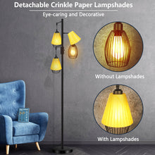 Retro Floor Lamp Fully Dimmable, Industrial 3-Light Standing Tree Floor Lamps Black with Bright 3X 800LM LED Edison Bulbs, Farmhouse 68 Inch Tall Floor Light for Living Room Bedroom Office