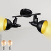 Retro Track Lighting Fixtures Black - 2-Light Ceiling Kit - Adjustable  Living Room Spotlight - (2X 4W E12 Bulbs Included)