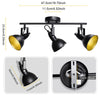 LED 3-Light Track Lighting Fixtures - Retro Black - Adjustable Ceiling Lights Kit - Incl 3×4W E12 Bulbs Warm White