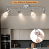 LED Track Lighting Fixtures - Rotatable Modern 4-Light Ceiling Light Kit with Glass Lampshade - E12 Base (Bulbs Not Included)