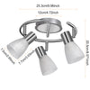 LED 3-Light Track Lighting Kit - Modern Kitchen Spotlight with Glass Lampshade - E12 Base (Bulbs Not Included)