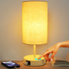 【L Size】Bedside Table Lamp Touch Control, 3-Way Dimmable Nightstand Light for Bedroom, Large Desk Lamps with USB A+C Charging Ports & AC Outlet, 7W E26 LED Bulb Included