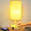 【L Size】Fully Dimmable Bedside Table Lamp with USB A+C Charging Ports & AC Outlet, Large Desk Lamps for Bedroom Living Room Office, Modern Nightstand Light with Round Lampshade (8W 800LM LED Bulb Included)