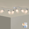 Modern 6-Light Adjustable Track Lighting White - with Glass Lampshade - Foldable  Bedroom Spot (Bulbs Included)