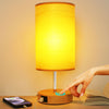 【L Size】Bedside Table Lamp Touch Control, 3-Way Dimmable Nightstand Light for Bedroom, Large Desk Lamps with USB A+C Charging Ports & AC Outlet, 7W E26 LED Bulb Included