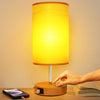 【L Size】Fully Dimmable Bedside Table Lamp with USB A+C Charging Ports & AC Outlet, Large Desk Lamps for Bedroom Living Room Office, Modern Nightstand Light with Round Lampshade (8W 800LM LED Bulb Included)