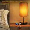 【L Size】Bedside Table Lamp Touch Control, 3-Way Dimmable Nightstand Light for Bedroom, Large Desk Lamps with USB A+C Charging Ports & AC Outlet, 7W E26 LED Bulb Included