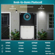 This outdoor wall light fixture is equiped with a build-in dusk to dawn photocell sensor. Auto-off at sunrise/daytime and auto-on at sunset/night, the dusk to dawn photocell sensor can help to reduce another extra 30% power compared to normal hand switching or timer’s control.