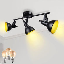 LED 3-Light Track Lighting Fixtures - Retro Black - Adjustable Ceiling Lights Kit - Incl 3×4W E12 Bulbs Warm White