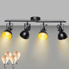 Black Rail 4 Spotlight Track Lighting - Bedroom Living Room Dining Room - Incl 4×4W E12 Bulbs Warm White